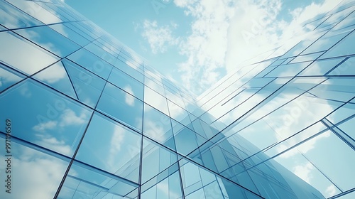 Abstract architectural exterior featuring a stunning glass window roof design