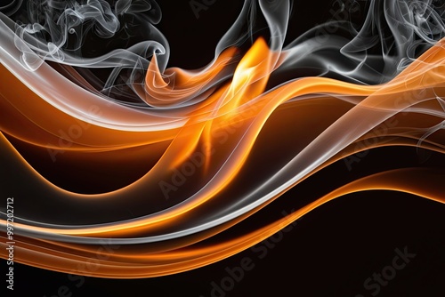 Amber Flame with Smoky Waves Surreal Light and Texture