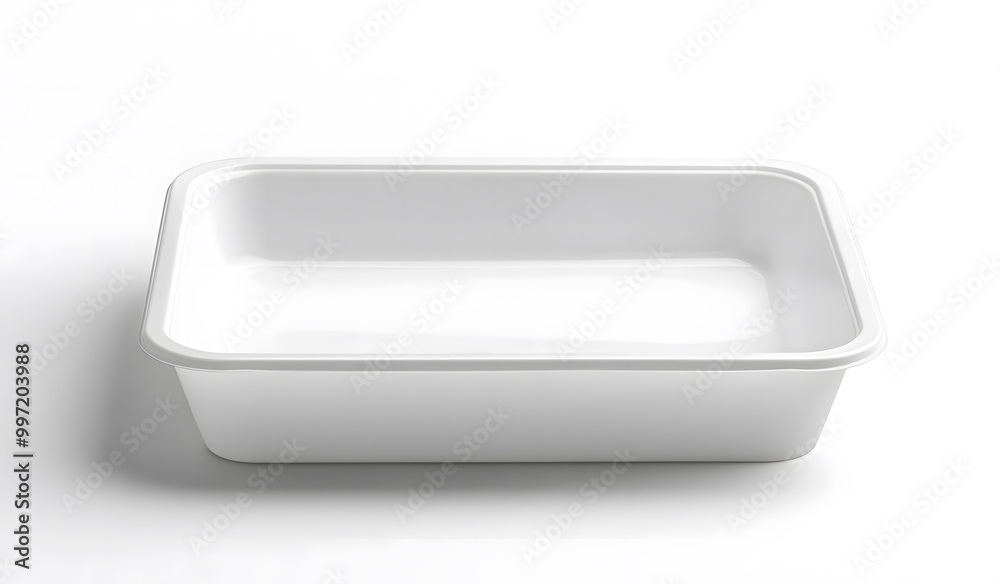 White Plastic Food Tray Isolated on a White Background design White Plastic Food Tray Isolated on a White Background design