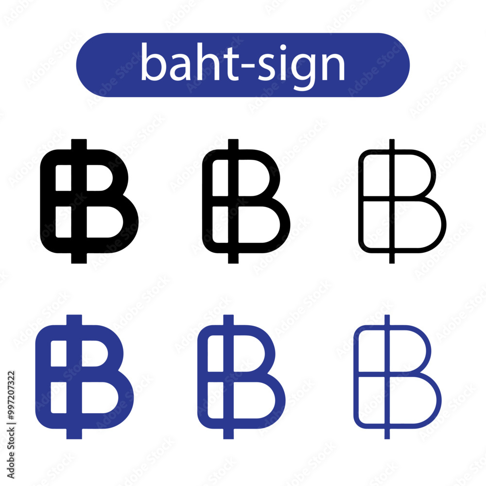 baht sign icon vector art illustration on white background