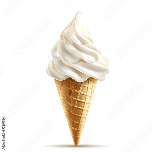 vanilla ice cream cone isolated 