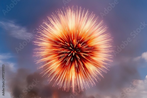 Atomic Fire Explosion with Expansive Clarity and Luminescent Energy photo