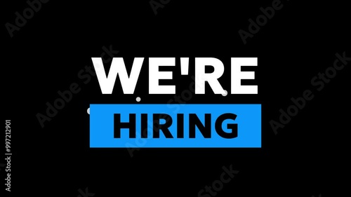 We are hiring to join our team animation text with particle on black background