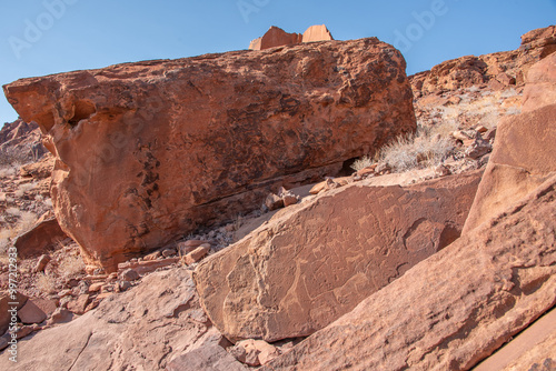 Ancient rock engravings at Twyfelfontein, Damaraland, Namibia.