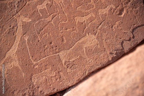 Ancient rock engravings at Twyfelfontein, Damaraland, Namibia.