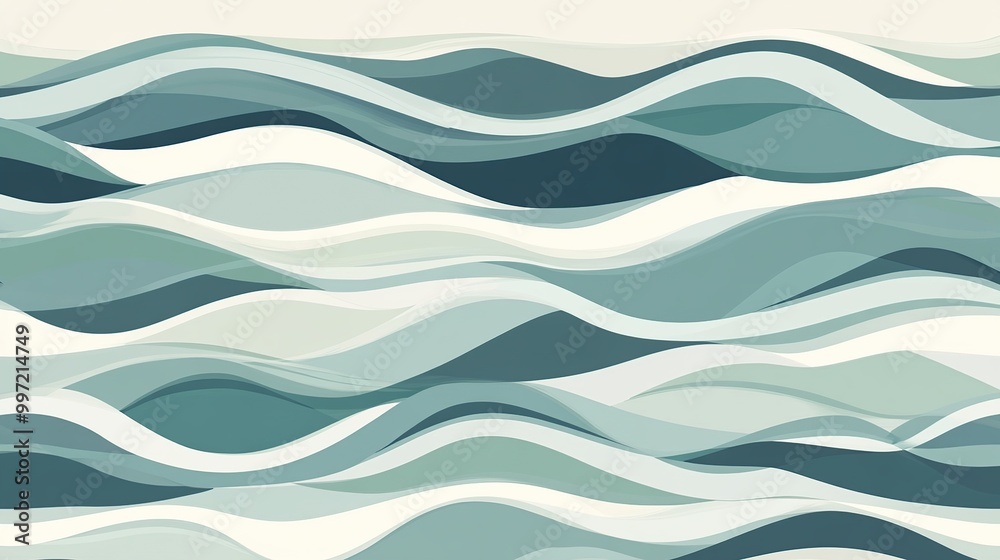 Abstract waves in soothing blue and green tones.