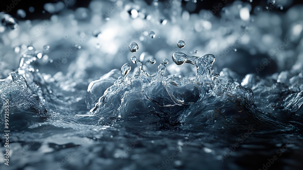 Water Splash Macro Photography: Abstract Blue Texture Water Splash Macro Photography: Abstract Blue Texture