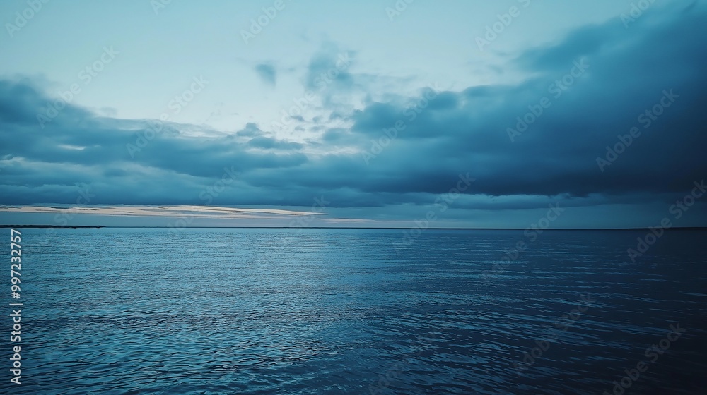 Dramatic Ocean Horizon Blurring with Sky Seascape Dramatic Ocean Horizon Blurring with Sky Seascape