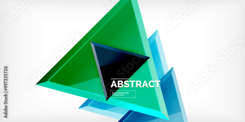 Abstract background - colorful triangles with 3d effect. Vector Illustration For Wallpaper, Banner, Background, Card, Book Illustration, landing page