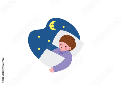 すやすや眠る男の子のイラスト