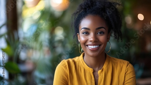 Happy American woman working remotely on a virtual video team meeting call, remote work and flexible culture concept. Inclusive and diverse workplace. DEI remote working