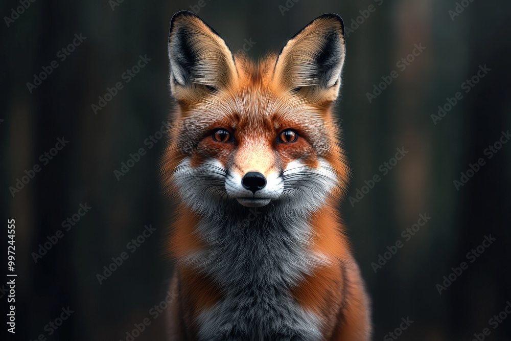 Close Up of Red Fox with Vivid Orange Fur in Forest Setting