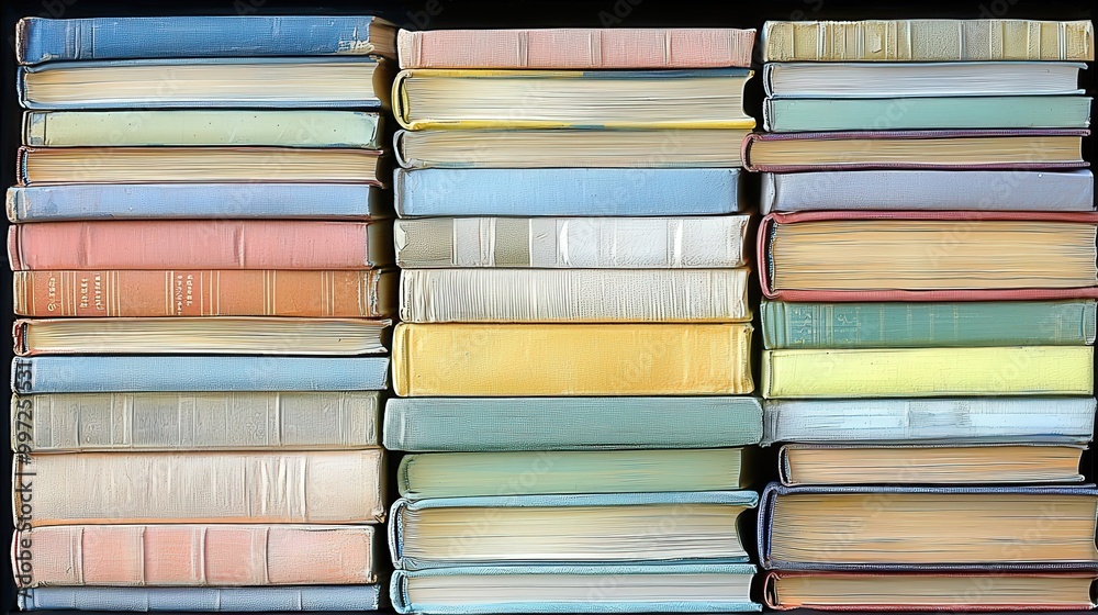 Fototapeta premium Vintage Stack of Books in Soft Pastel Colors