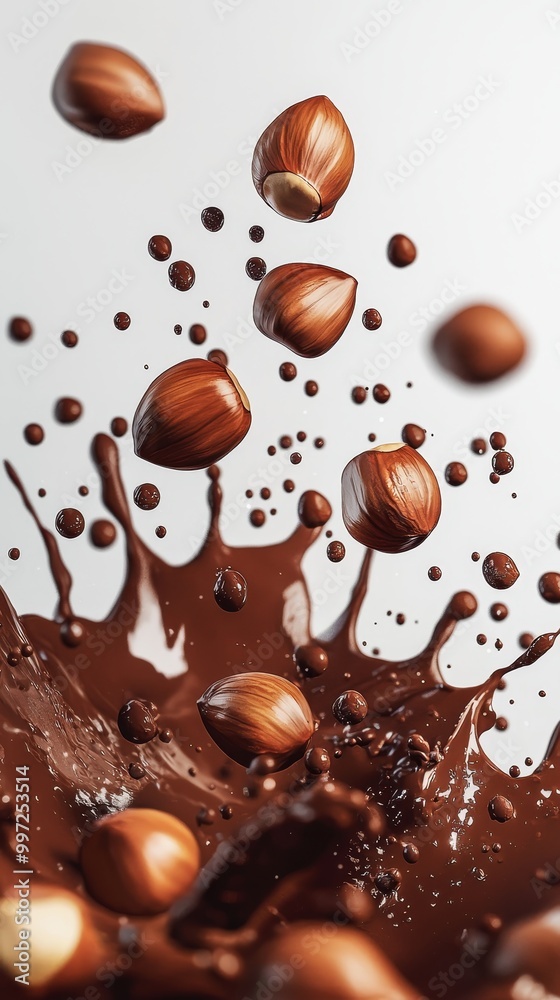A Captivating Scene of Hazelnuts Dancing in Chocolate Bliss: The Perfect Blend of Texture and Flavor Awaits Every Sweet Tooth Enthusiast A Captivating Scene of Hazelnuts Dancing in Chocolate Bliss: The Perfect Blend of Texture and Flavor Awaits Every Sweet Tooth Enthusiast