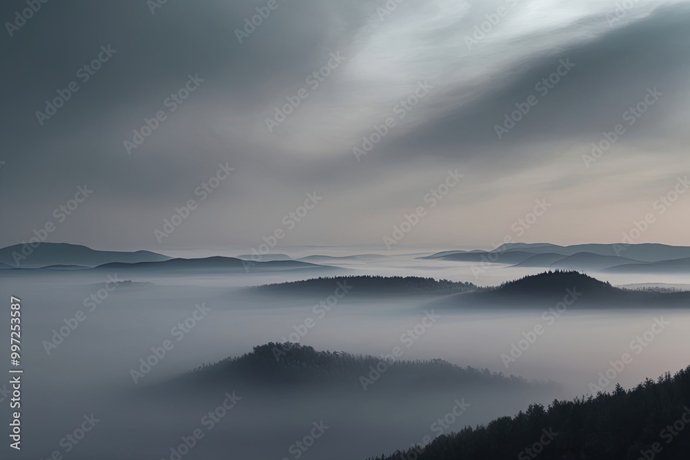 Obraz premium Ethereal Gray Haze Fog Cloud Effect Visualization