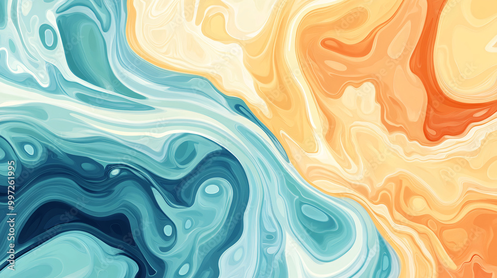 An illustration of an abstract wave pattern with fluid shapes and a soothing color palette. An illustration of an abstract wave pattern with fluid shapes and a soothing color palette.