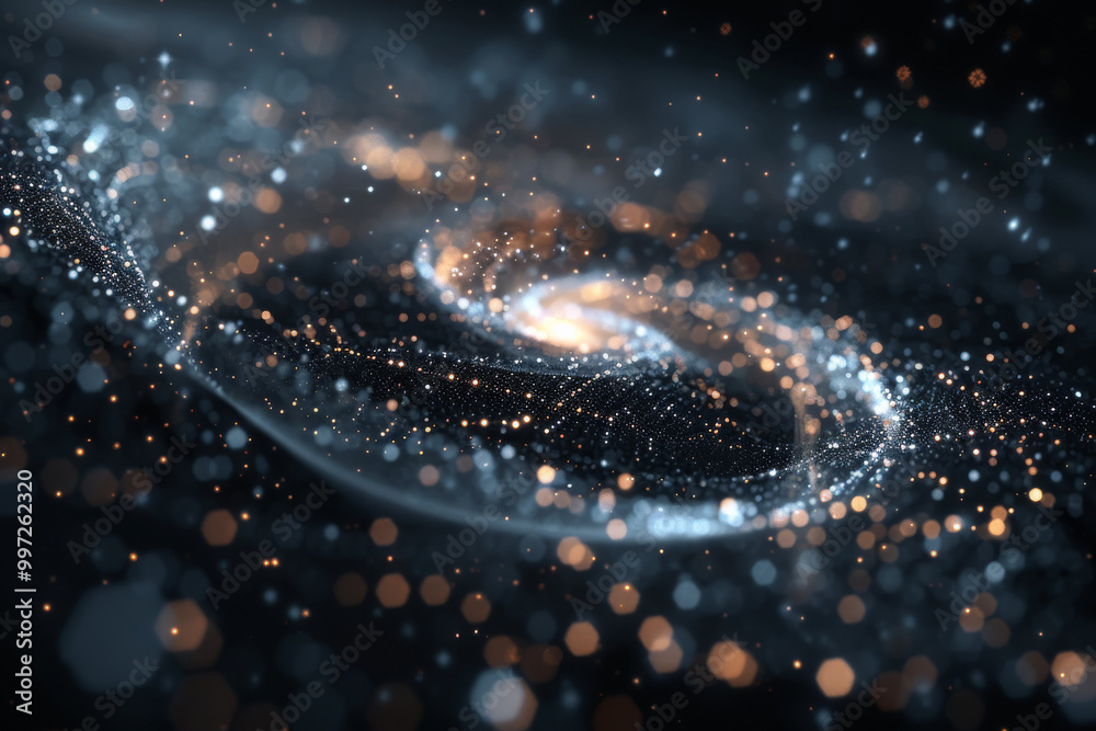 Spiraling galaxy with stars and cosmic dust in a vibrant space scene. Space Exploration, Cosmic Phenomena. Spiraling galaxy with stars and cosmic dust in a vibrant space scene. Space Exploration, Cosmic Phenomena.