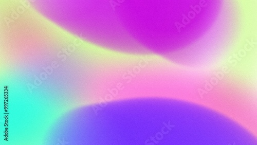 Abstract flat style Vintage glowing neon soft blur defocused noise grainy freeform gradient background Electric purple, Shocking pink, Chartreuse, Fluorescent cyan mid century modern colors copy space