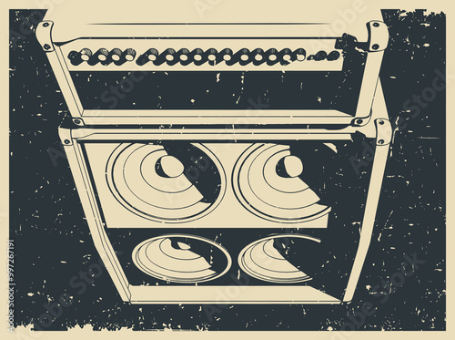 Guitar amplifier retro poster