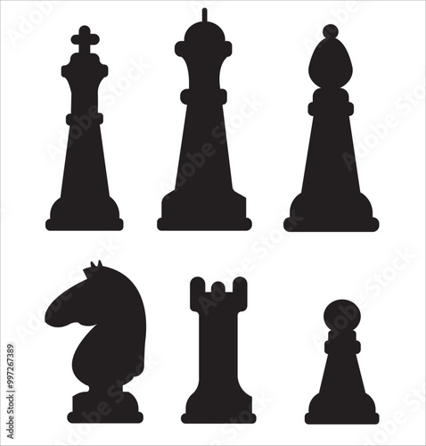 Chess pieces vector illustrations. Chess pieces icons 