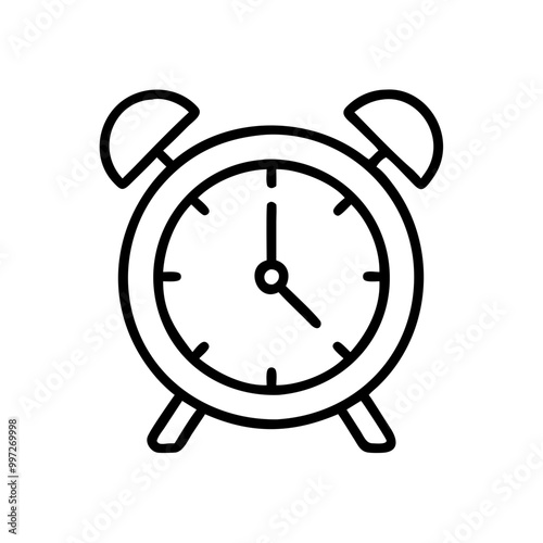  Vintage Alarm Clock Simple Black Vector Illustration for Time Management Concepts