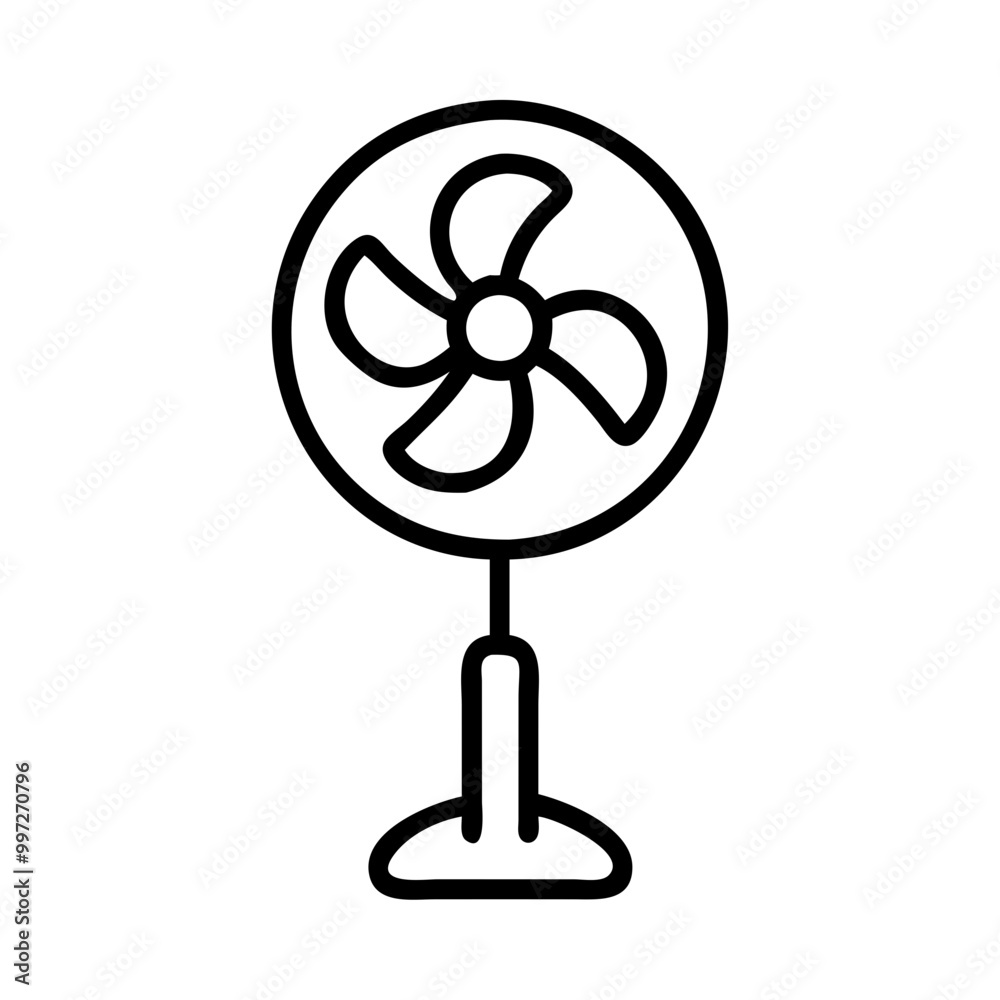 Obraz premium Electric Fan Vector Outline for Cooling and Ventilation Concepts