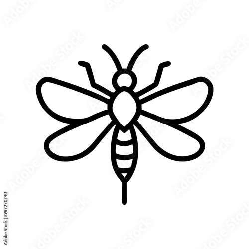  Simple Vector Illustration of Longhorn Beetle Insect with Outstretched Wings