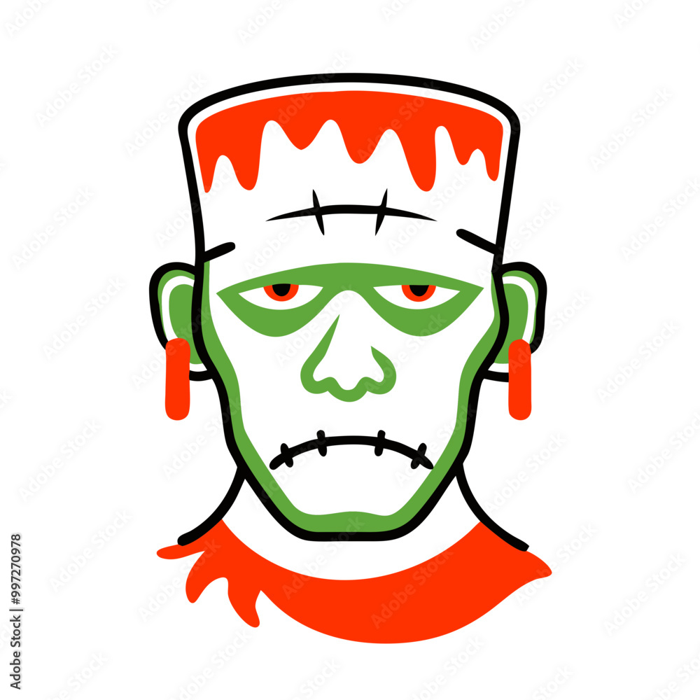 Obraz premium Frankenstein Monster Halloween Vector Art with Colorful Cartoon Style
