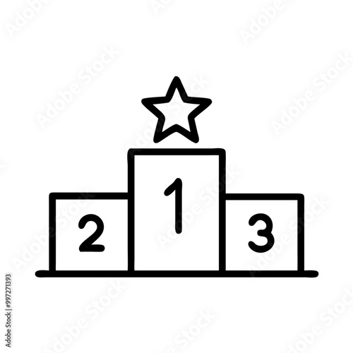  Vector Illustration Winner Podium with Star Symbolizing Achievement and Success