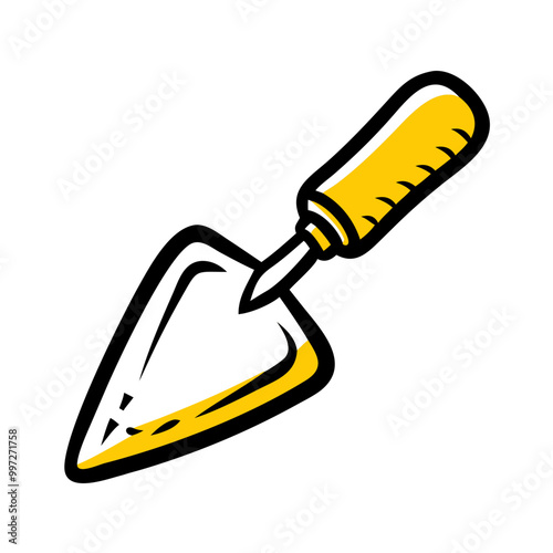  Vector Illustration of Yellow Handled Garden Trowel Tool for Gardening and Construction