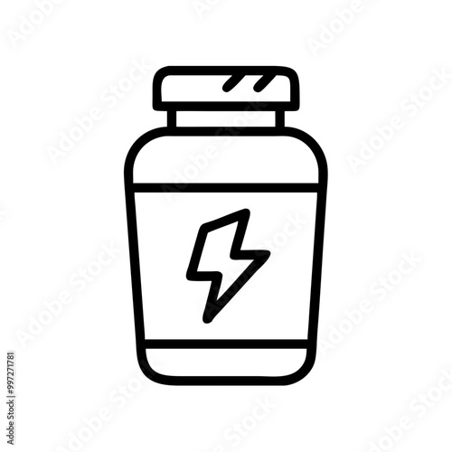  Vector Illustration Energy Drink Container with Lightning Bolt