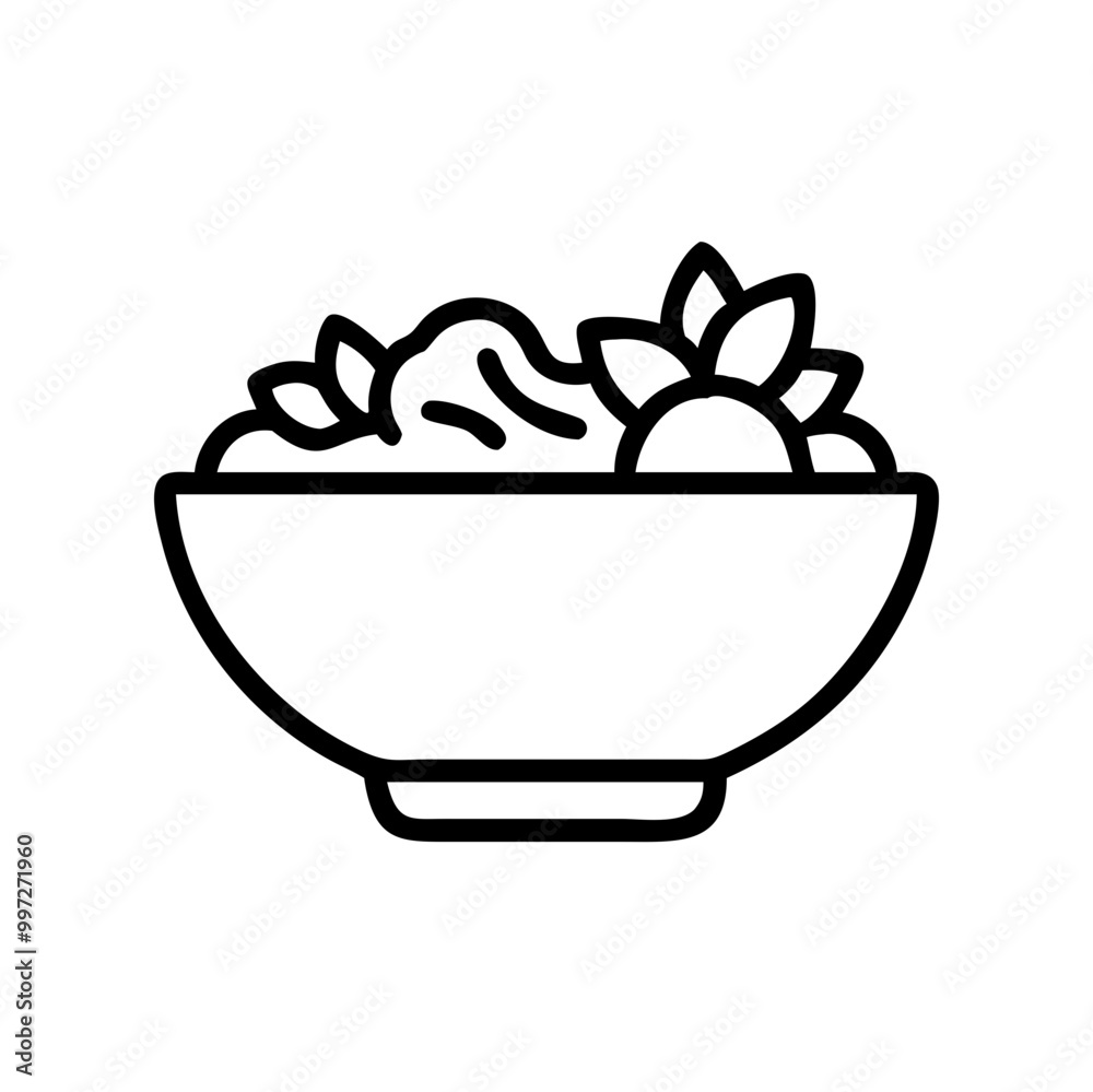 Fresh Fruit Bowl Vector Outline Healthy Food Illustration Fresh Fruit Bowl Vector Outline Healthy Food Illustration