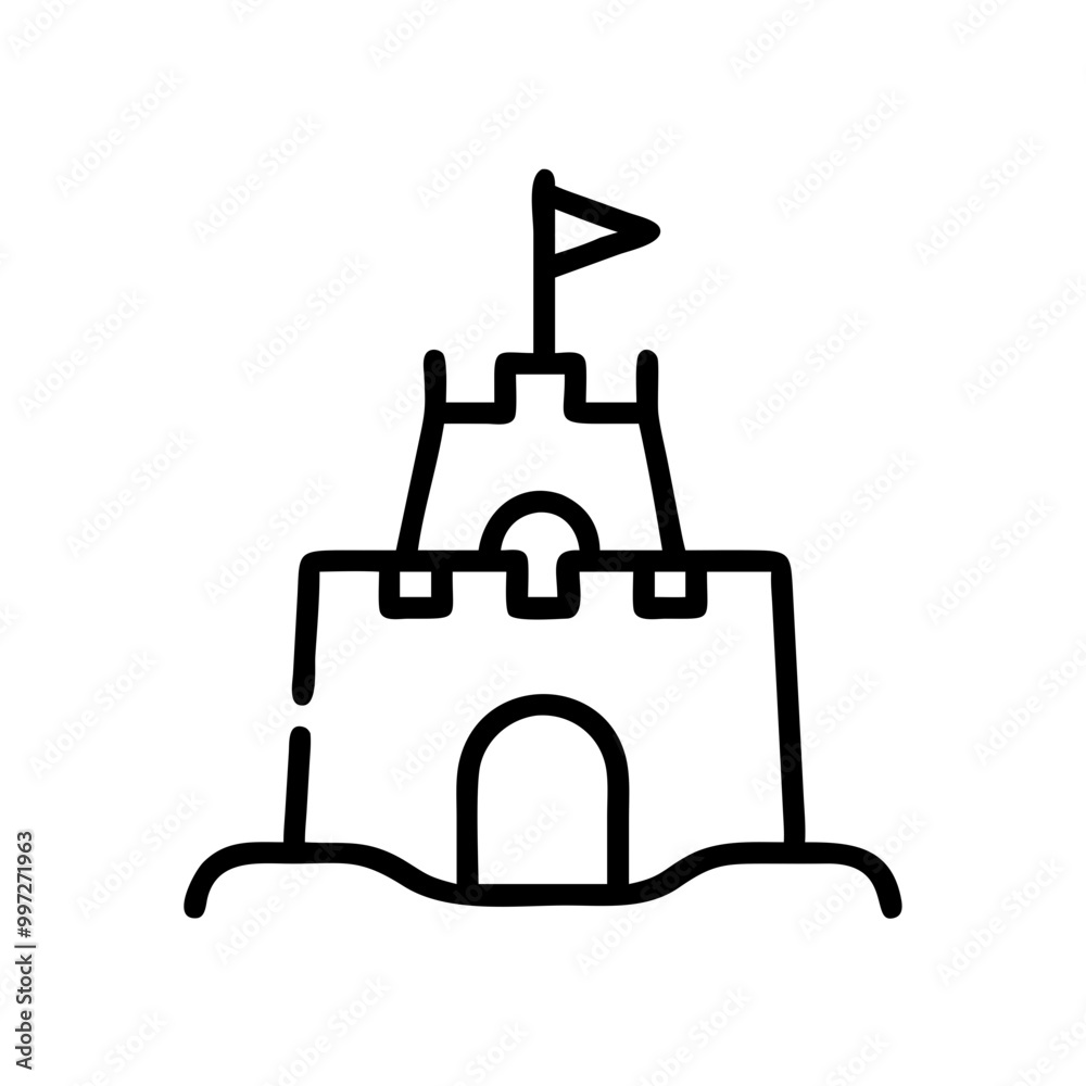 Sandcastle with Flag Simple Vector Illustration for Beach and Summer Themes Sandcastle with Flag Simple Vector Illustration for Beach and Summer Themes