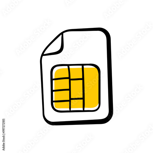  Vector Illustration of a Yellow SIM Card for Mobile Communication Graphics