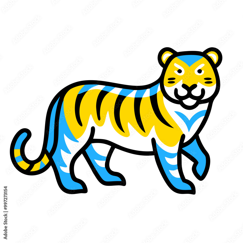 Obraz premium Colorful Abstract Tiger Vector Illustration for Creative Design Projects