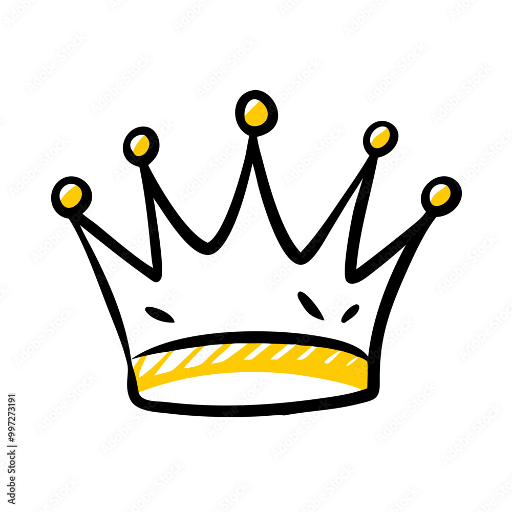 Elegant Cartoon Gold Crown Vector Illustration for Royalty and Leadership Concepts Elegant Cartoon Gold Crown Vector Illustration for Royalty and Leadership Concepts