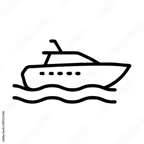  Sleek Yacht Outline Vector with Ocean Waves for Nautical Design