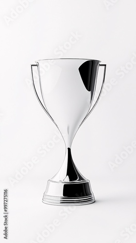 A silver trophy cup on a white background. Generative ai