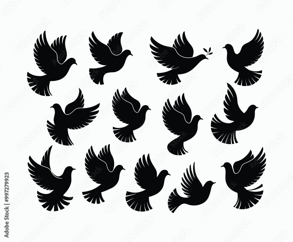 Fototapeta premium Dove silhouette EPS vector isolated illustration template on a white background