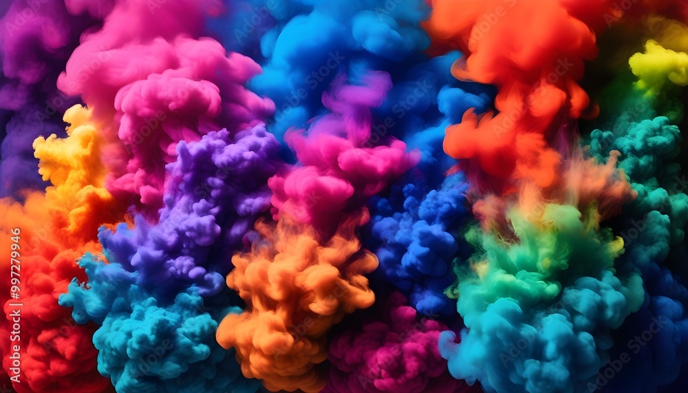 colorful thermochromic pigments creating an ethereal smoke cloud colorful thermochromic pigments creating an ethereal smoke cloud