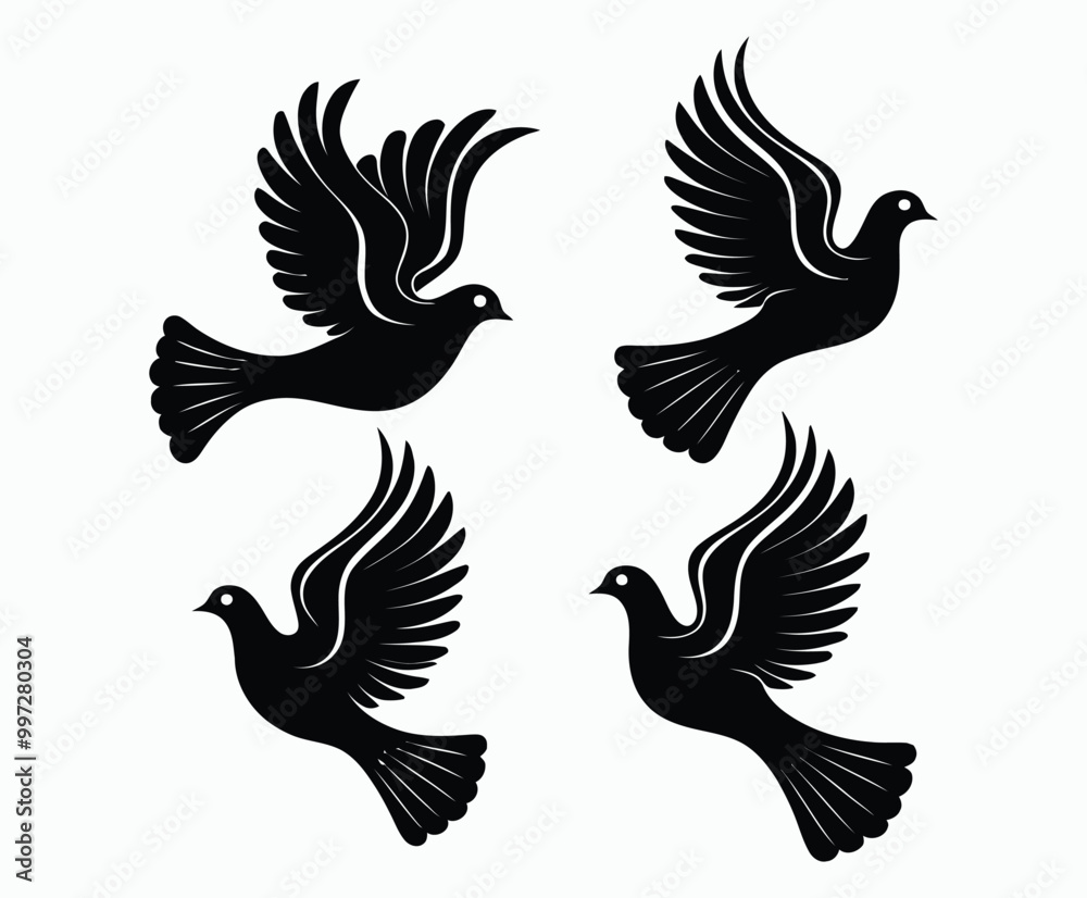Fototapeta premium Dove silhouette EPS vector isolated illustration template on a white background