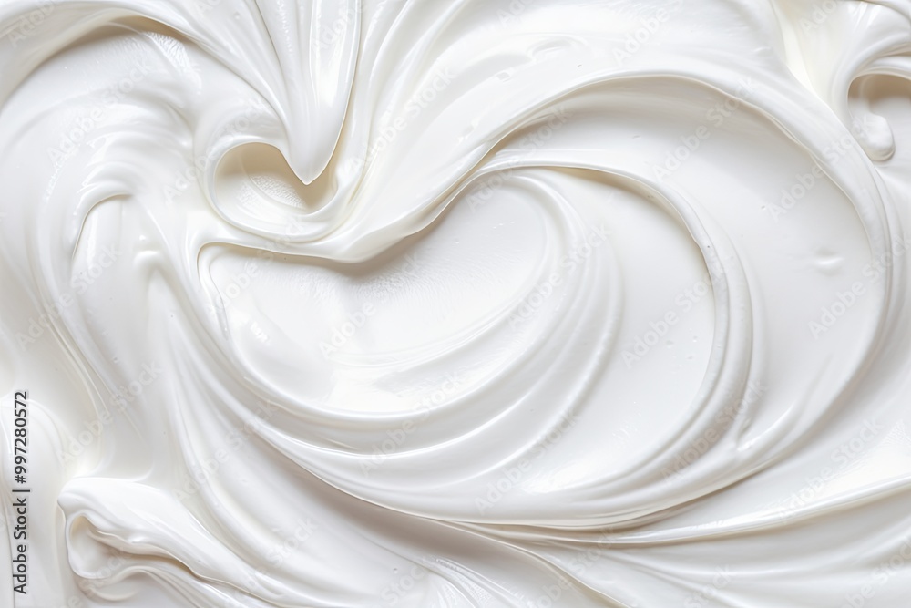 Close-up of smooth white cream texture with soft swirls Close-up of smooth white cream texture with soft swirls