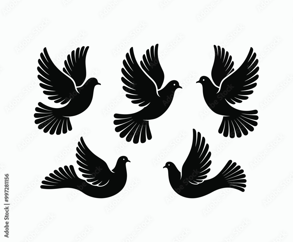 Naklejka premium Dove silhouette EPS vector isolated illustration template on a white background