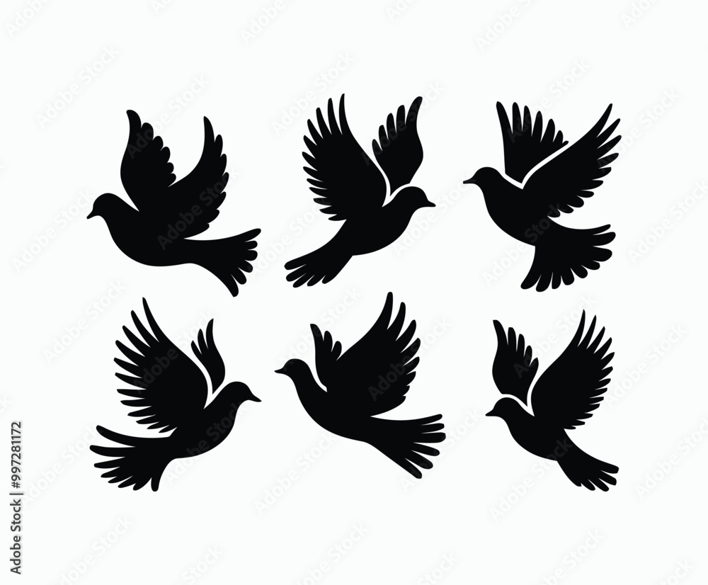 Fototapeta premium Dove silhouette EPS vector isolated illustration template on a white background