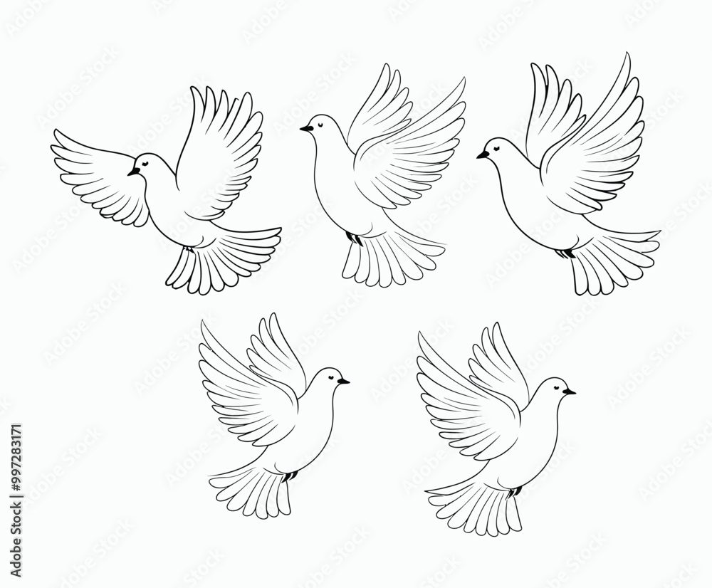 Obraz premium Dove silhouette EPS vector isolated illustration template on a white background