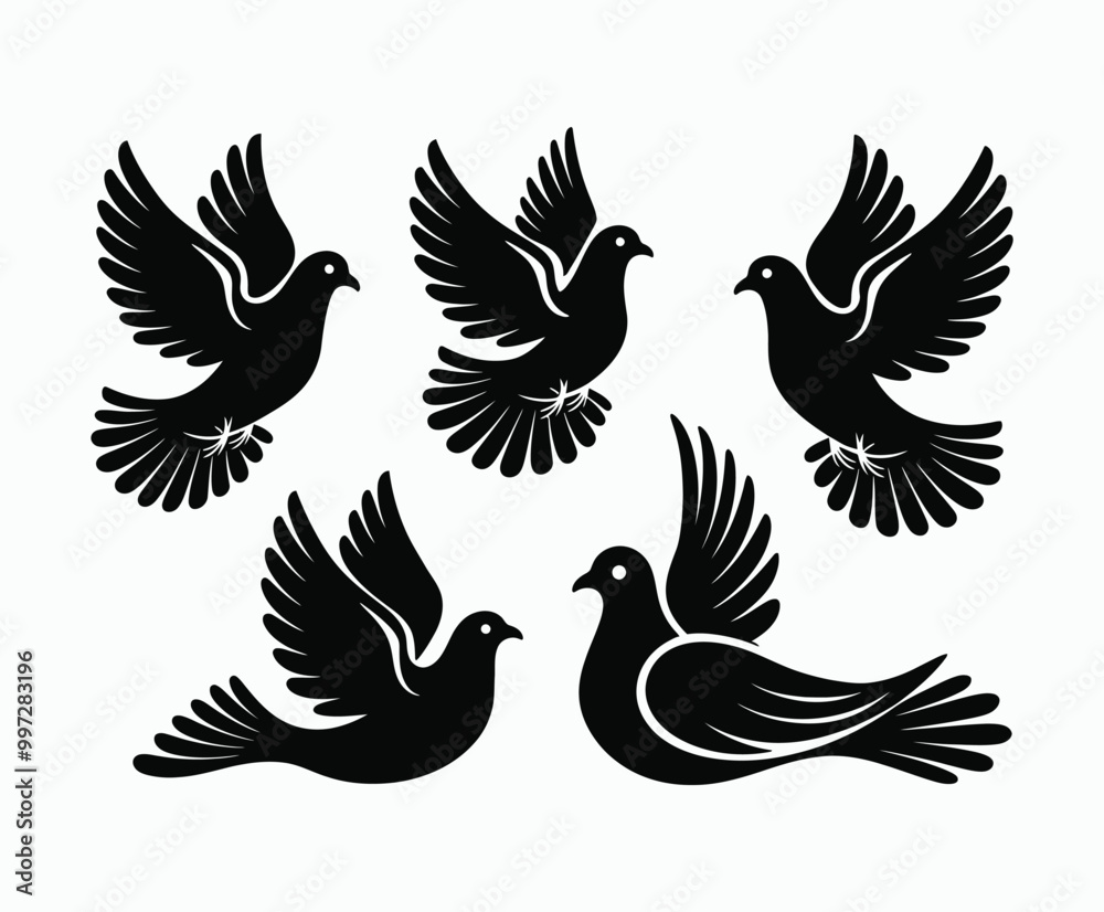 Dove silhouette EPS vector isolated illustration template on a white background