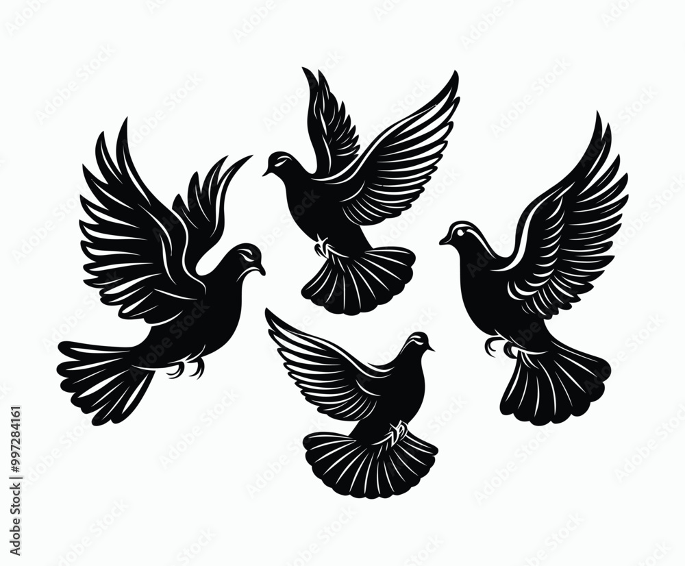 Fototapeta premium Dove silhouette EPS vector isolated illustration template on a white background