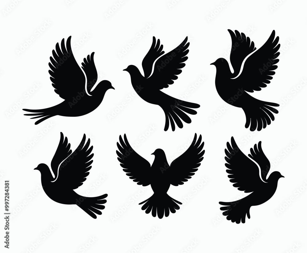 Obraz premium Dove silhouette EPS vector isolated illustration template on a white background