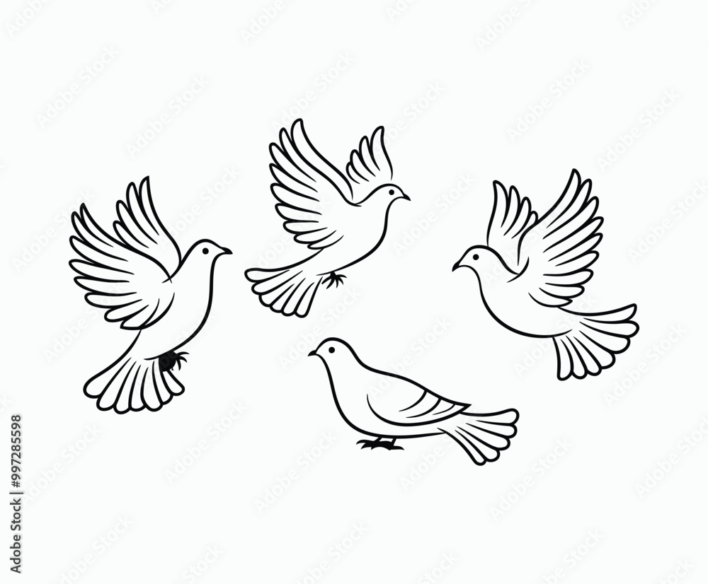 Obraz premium Dove silhouette EPS vector isolated illustration template on a white background