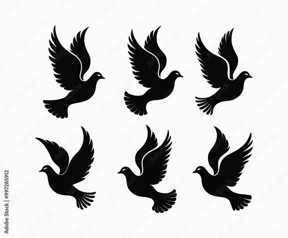 Fototapeta premium Dove silhouette EPS vector isolated illustration template on a white background